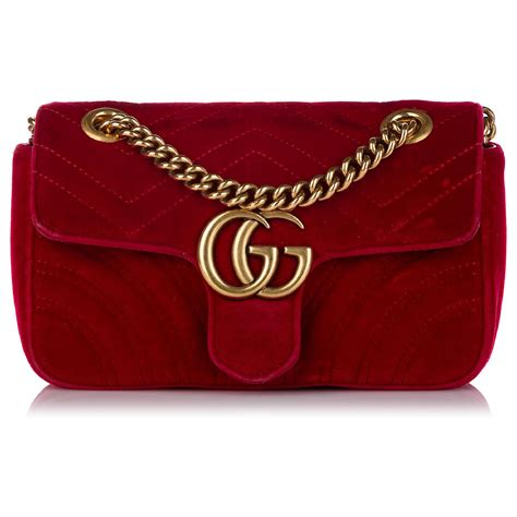 gucci tasche samt rot|Marmont GUCCI Handtaschen T. Samt Rot ref.1197393 .